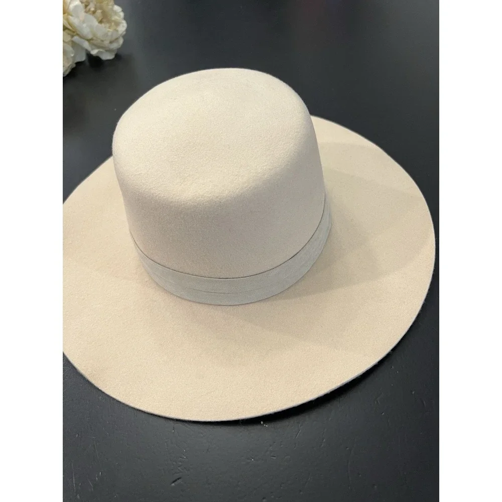 Urban Outfitters Cream 100% Wool Felt Buckaroo Style Western Boho Hat